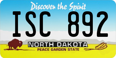 ND license plate ISC892