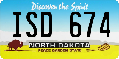 ND license plate ISD674