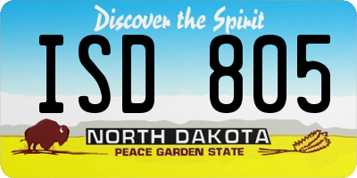 ND license plate ISD805