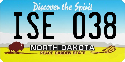 ND license plate ISE038