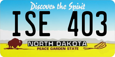 ND license plate ISE403