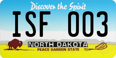 ND license plate ISF003