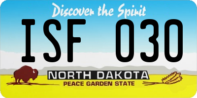 ND license plate ISF030