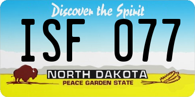 ND license plate ISF077