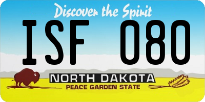 ND license plate ISF080
