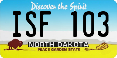 ND license plate ISF103