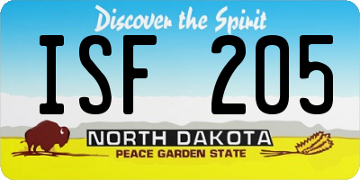 ND license plate ISF205