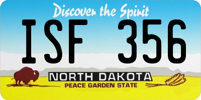 ND license plate ISF356