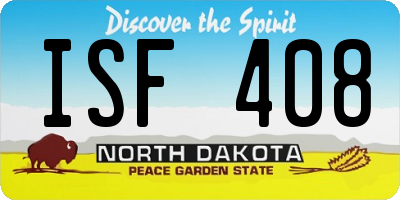 ND license plate ISF408