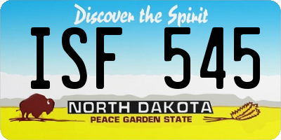 ND license plate ISF545
