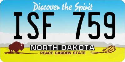 ND license plate ISF759