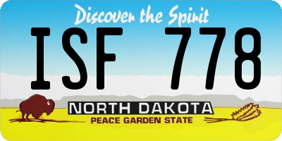 ND license plate ISF778