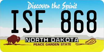 ND license plate ISF868