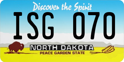 ND license plate ISG070