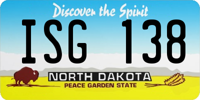 ND license plate ISG138