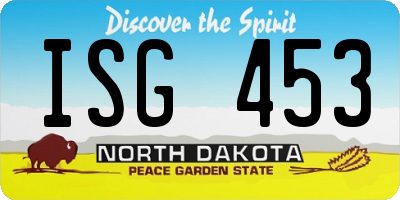ND license plate ISG453