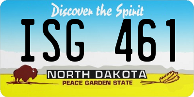 ND license plate ISG461