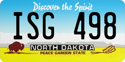 ND license plate ISG498