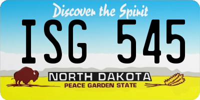 ND license plate ISG545