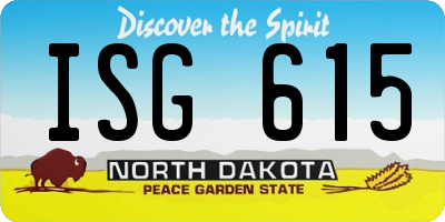 ND license plate ISG615