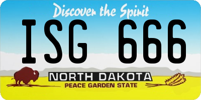 ND license plate ISG666