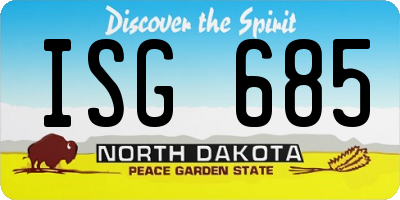 ND license plate ISG685