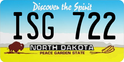ND license plate ISG722