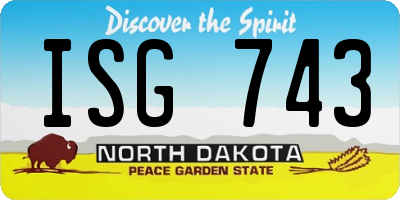 ND license plate ISG743