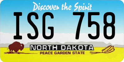ND license plate ISG758