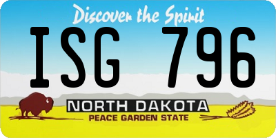ND license plate ISG796