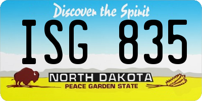 ND license plate ISG835