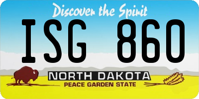 ND license plate ISG860