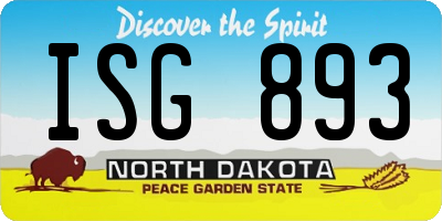 ND license plate ISG893