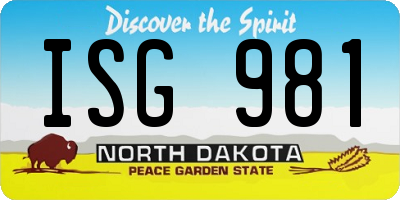 ND license plate ISG981