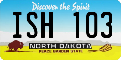 ND license plate ISH103