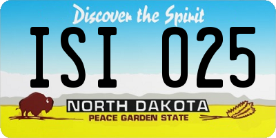ND license plate ISI025