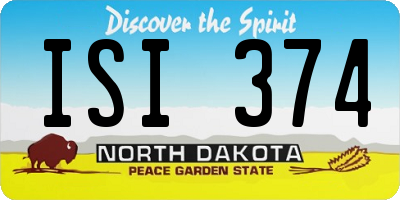 ND license plate ISI374