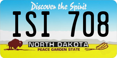 ND license plate ISI708
