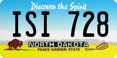 ND license plate ISI728