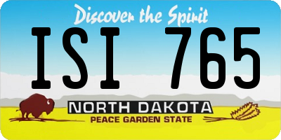 ND license plate ISI765