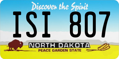 ND license plate ISI807