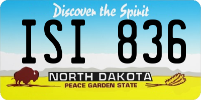 ND license plate ISI836