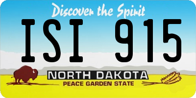 ND license plate ISI915