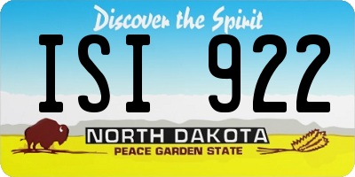 ND license plate ISI922