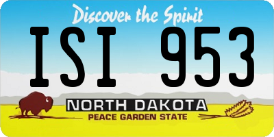 ND license plate ISI953