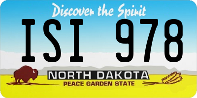 ND license plate ISI978