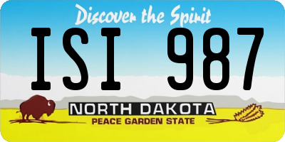 ND license plate ISI987