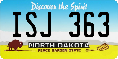 ND license plate ISJ363