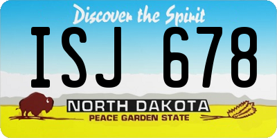 ND license plate ISJ678