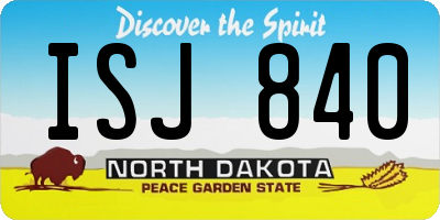 ND license plate ISJ840
